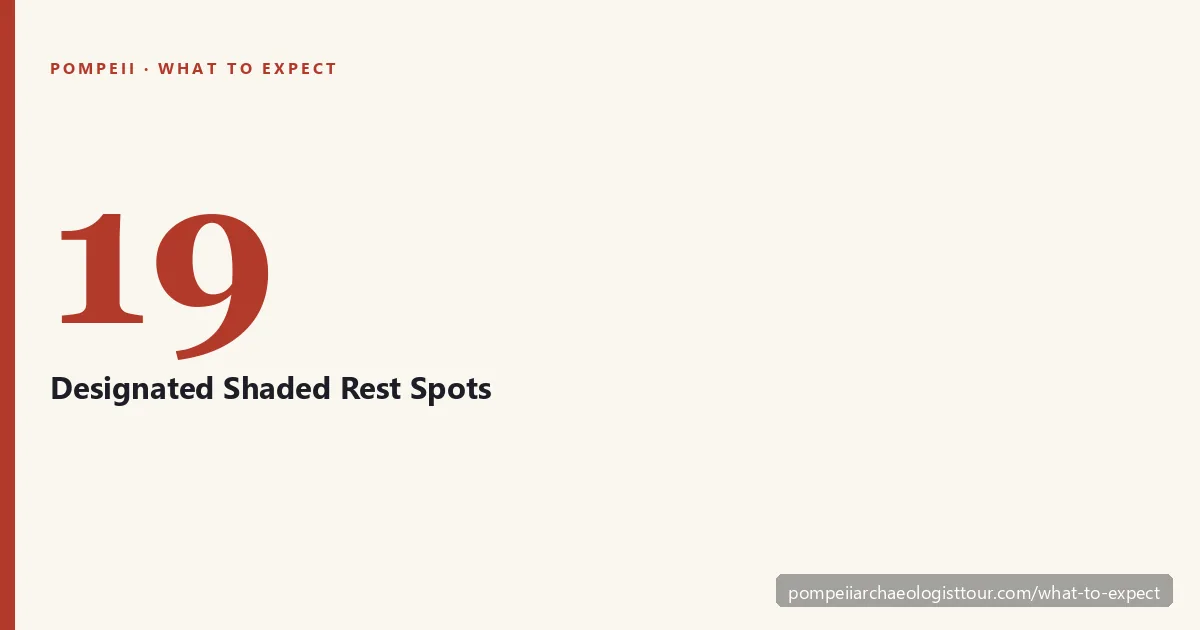 What to expect at Pompeii — 19 designated shaded rest spots